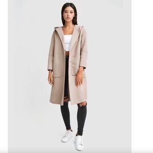 Belle & Bloom Walk This Way Wool Blend Oversized Coat Sand Small Patch Pocket